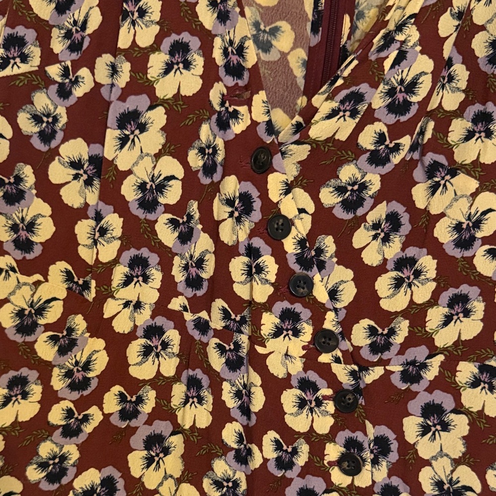Madewell Floral Dress with Red and Yellow Accents